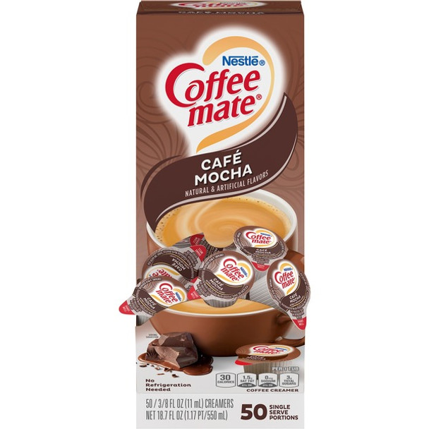 Coffee mate Caf&eacute; Mocha Gluten-Free Liquid Creamer - Single-Serve Tubs - Cafe Mocha Flavor - 0.38 fl oz (11 mL) - 50/Box - 50 Serving