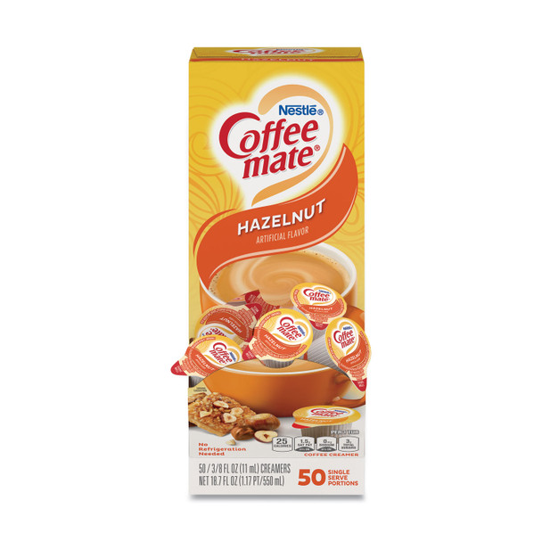 Liquid Coffee Creamer, Hazelnut, 0.38 oz Mini Cups, 50/Box