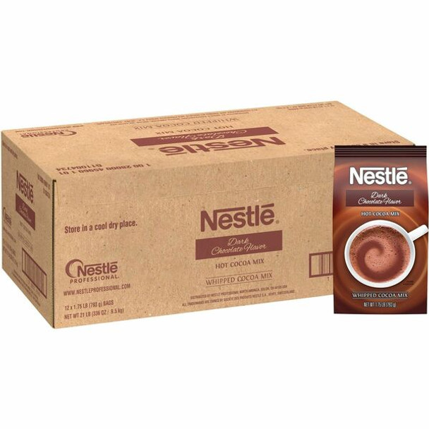 Nestle Dark Chocolate Flavor Hot Cocoa Mix - 1.75 lb - 12 / Carton