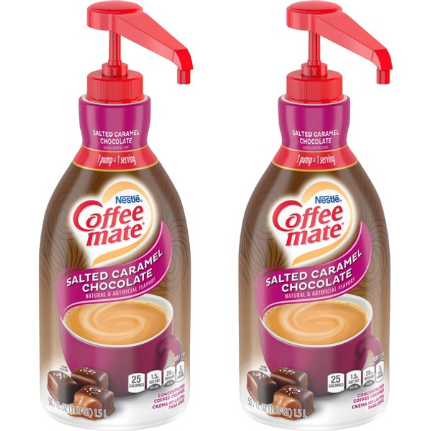 Coffee mate Salted Caramel Chocolate Flavor Concentrated Coffee Creamer - Salted Caramel Chocolate Flavor - 50.7 fl oz - 2 / Carton Bottle - 600 Serving