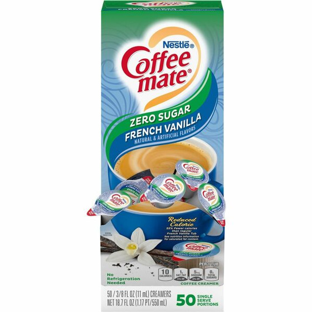 Coffee mate Sugar-Free Liquid Coffee Creamer Singles - French Vanilla Flavor - 0.38 fl oz (11 mL) - 50/Box - 50 Serving