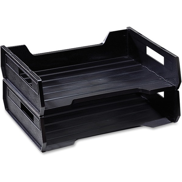 AbilityOne  SKILCRAFT Letter Size Desk Tray - Desktop - Stackable - Black - Plastic - 2 / Pack