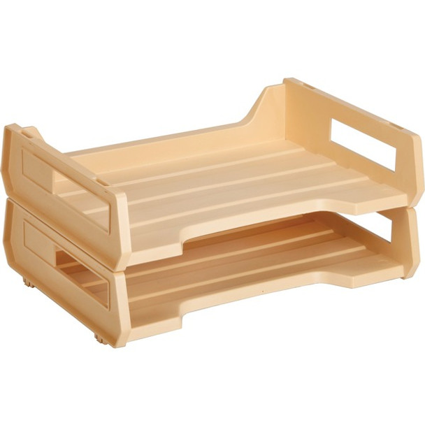 AbilityOne  SKILCRAFT Plastic Desk Trays - Side-loading, Stackable, Sturdy - Beige - Plastic - 2 / Pack