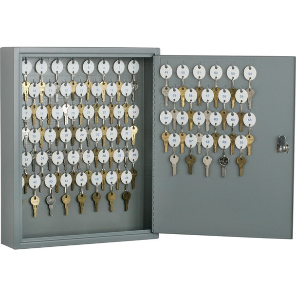 AbilityOne  SKILCRAFT Key Cabinet - 17.3" x 14" x 3.3" - Hinged Door(s) - Cylinder Lock, Scratch Resistant, Corrosion Resistant - Gray - Baked Enamel - Steel - Recycled
