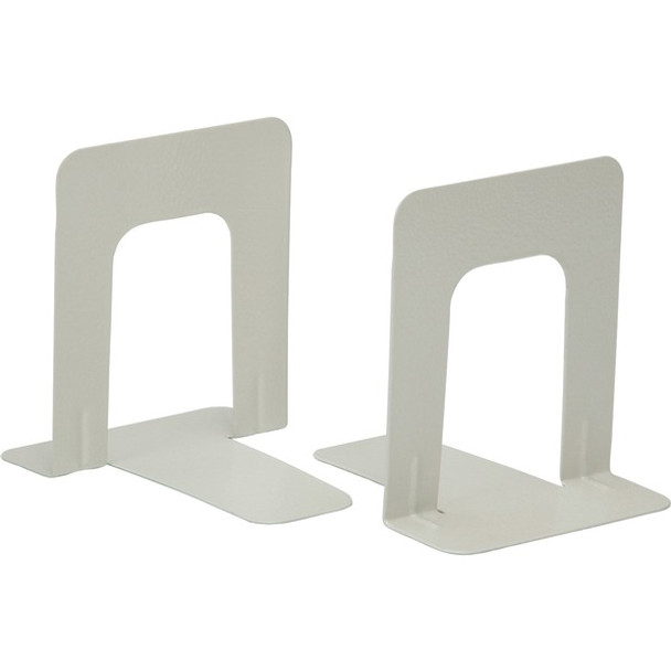 AbilityOne  Heavy-Duty Bookends - 6" Height x 4.8" Width x 6" Depth - Heavy Duty, Rounded Edge - 18% Recycled - Beige - Metal - 1 Pair