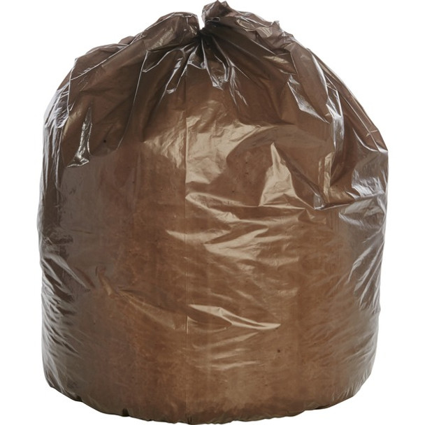 AbilityOne  SKILCRAFT 8105-01-183-9769 Heavy Duty Plastic Trash Bag - 33 gal/75 lb Capacity - 33" Width x 39" Length - Low Density - Dark Brown - Plastic, Resin - 125/Box - Office Waste