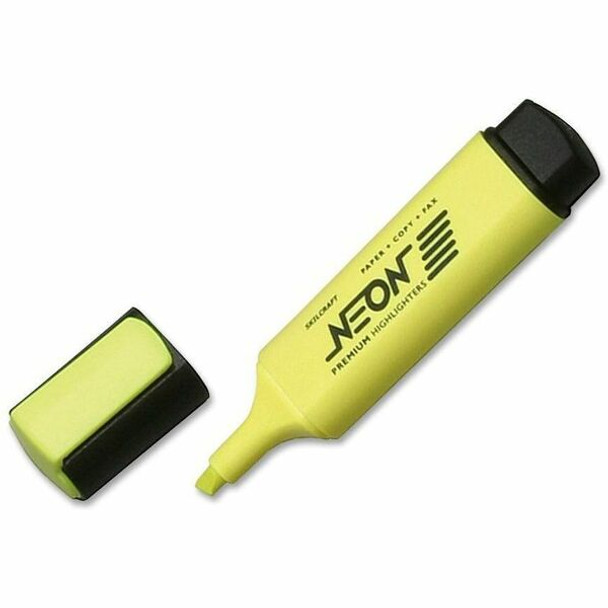 AbilityOne  SKILCRAFT Neon Yellow Highlighter - Chisel Marker Point Style - Fluorescent Yellow - 1 Dozen