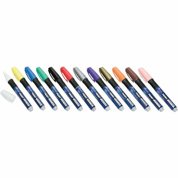 AbilityOne  SKILCRAFT Paint Marker - Medium Marker Point - Bullet Marker Point Style - Assorted Oil Based Ink - 12 / Set