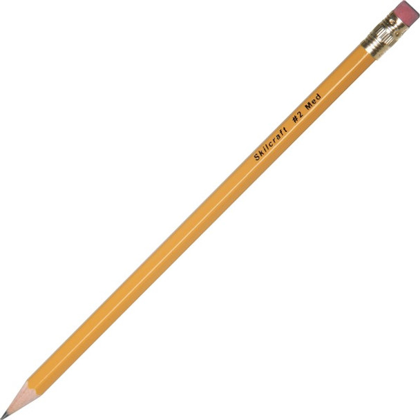 AbilityOne  SKILCRAFT No. 2 Woodcase Pencil - #2 Lead - Black Lead - Yellow Wood Barrel - 1 Dozen