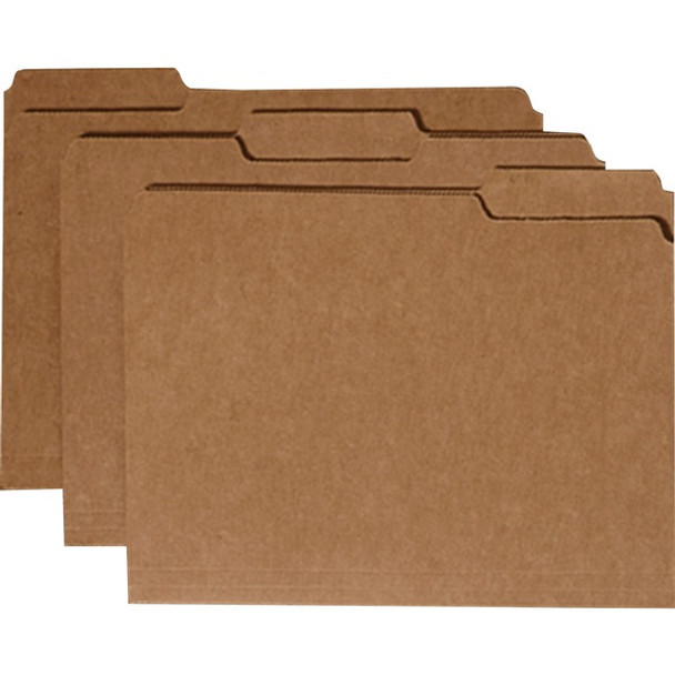 AbilityOne  SKILCRAFT Medium Kraft Paperboard File Folder - 8 1/2" x 11" - 3/4" Expansion - Top Tab Location - Assorted Position Tab Position - Paperboard - Brown Kraft - 100 / Box