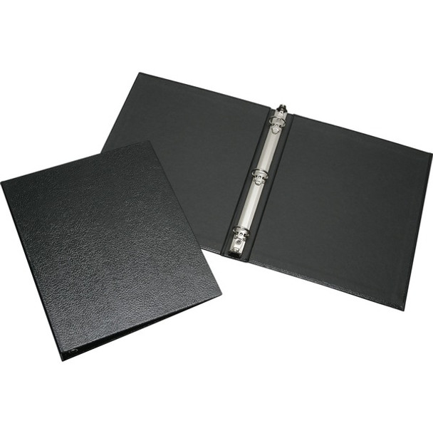 AbilityOne  SKILCRAFT Leather Grain Ring Binder - 1" Binder Capacity - Letter - 8 1/2" x 11" Sheet Size - 3 x Round Ring Fastener(s) - Internal Pocket(s) - Leather - Black - Recycled - 1 Each