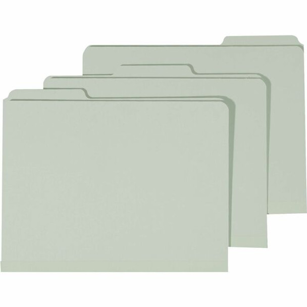 AbilityOne  SKILCRAFT Heavy-Duty Pressboard File Folder - 8 1/2" x 11" - 1" Expansion - Pressboard, Cloth - Light Green - 100 / Box
