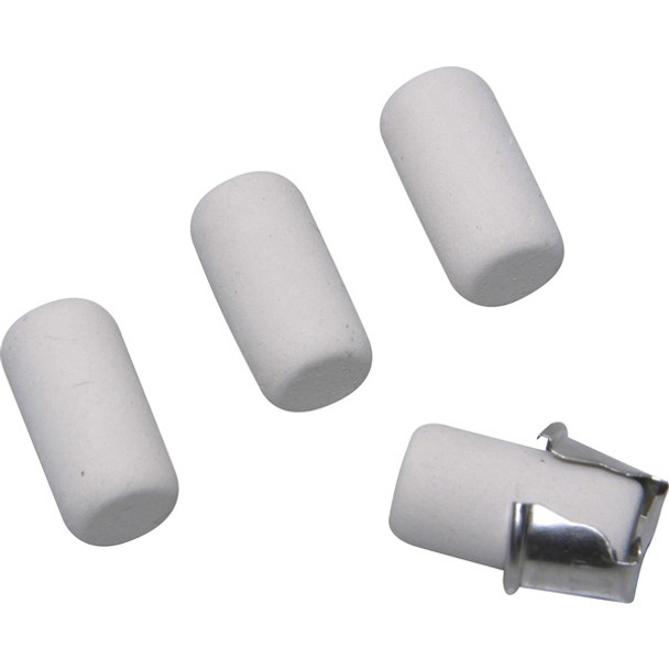 AbilityOne  SKILCRAFT Capped Eraser Refill - White - Metal - 4 / Box - Non-smudge, Non-tearing, Non-scratching, Non-smearing