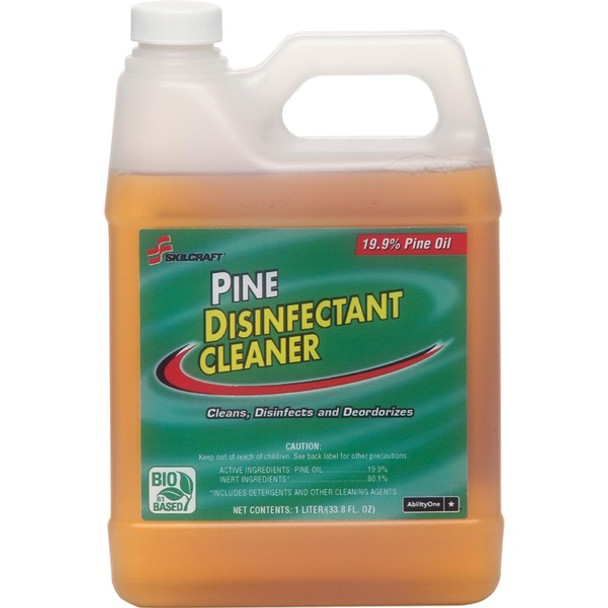 AbilityOne  SKILCRAFT Pine Disinfectant Detergent - For Hard Surface, Nonporous Surface - 33.8 fl oz (1.1 quart) - 24 / Carton - Kill Germs, Disinfectant