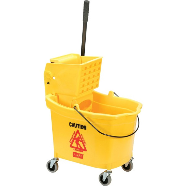 AbilityOne  SKILCRAFT Wet Mop Bucket/Wringer Combo - 35 quart - Durable, Rust Resistant, Corrosion Resistant - 36.5" x 15.3" x 21" - Plastic - Yellow - 1 / Set