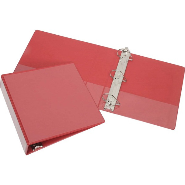 AbilityOne  SKILCRAFT Slant D-Ring View Binder - 3" Capacity - 1 Each - Red