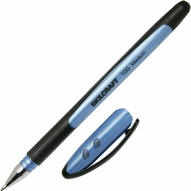 AbilityOne  SKILCRAFT 100 Ballpoint Stick Pen - Fine Pen Point - 0.7 mm Pen Point Size - Blue - 1 Dozen