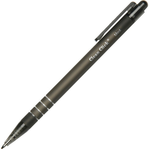 AbilityOne  SKILCRAFT Rubberized Retractable Ballpoint Pen - Medium Pen Point - Retractable - Black - Rubber Barrel - 1 Dozen