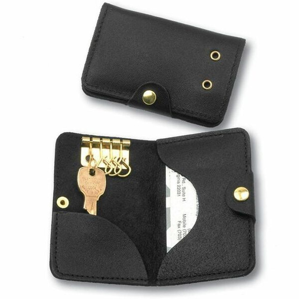 AbilityOne  SKILCRAFT Leather Key and Credit Card Holder - Leather - 1 Each - Black