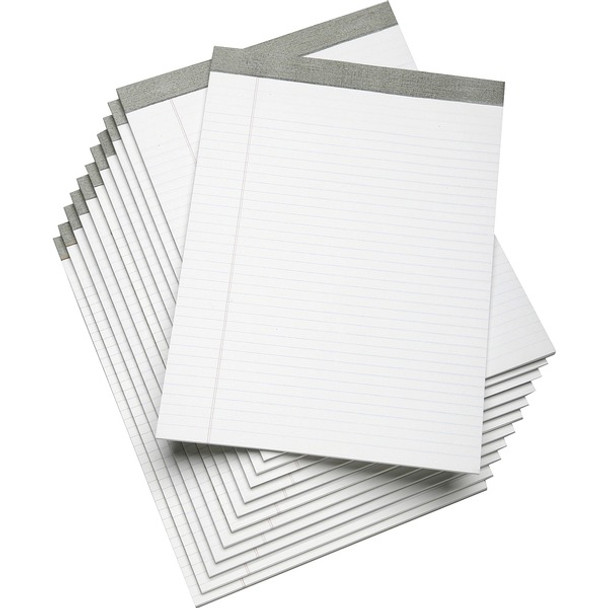 AbilityOne  SKILCRAFT Writing Pad - 50 Sheets - 0.31" Ruled - 16 lb Basis Weight - Letter - 8 1/2" x 11" - White Paper - Gray Binding - Perforated, Back Board - 1 Dozen