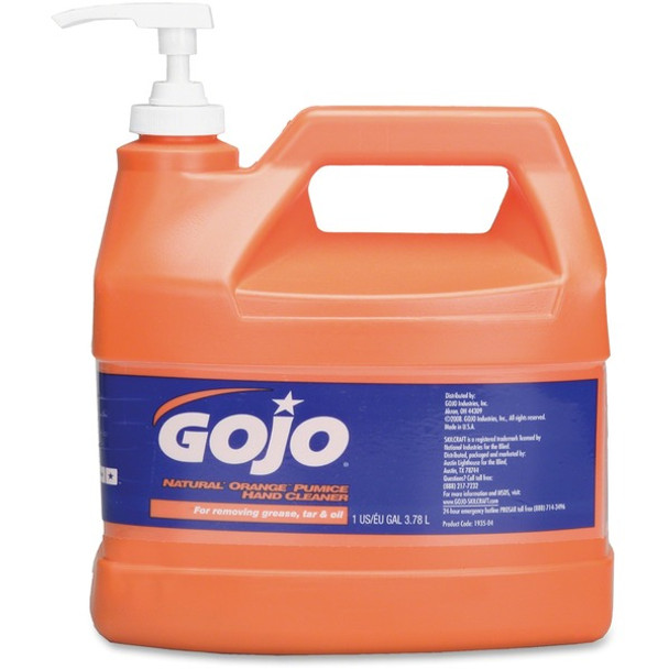 AbilityOne  SKILCRAFT GOJO Natural Orange Pumice Hand Cleaner - Citrus ScentFor - 1 gal (3.8 L) - Pump Bottle Dispenser - Hand - Orange - Heavy Duty - 4 / Box
