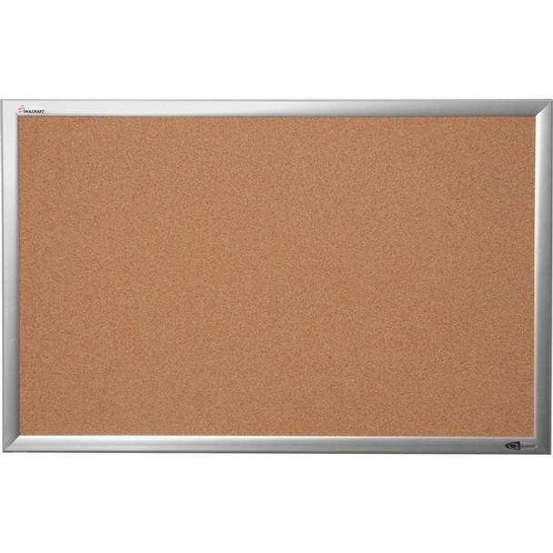 AbilityOne  SKILCRAFT Easel Aluminum Frame Cork Bulletin Board - 24" x 36" - Aluminum Frame