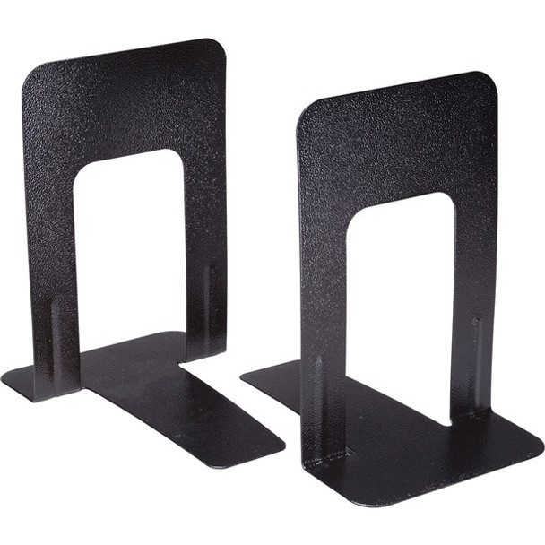 AbilityOne  Heavy-Duty Steel Bookends - 9" Height x 5.9" Width x 8" Depth - Heavy Duty, Non-skid Base, Scratch Resistant, Non-slip - 18% Recycled - Black - Steel - 1 Pair