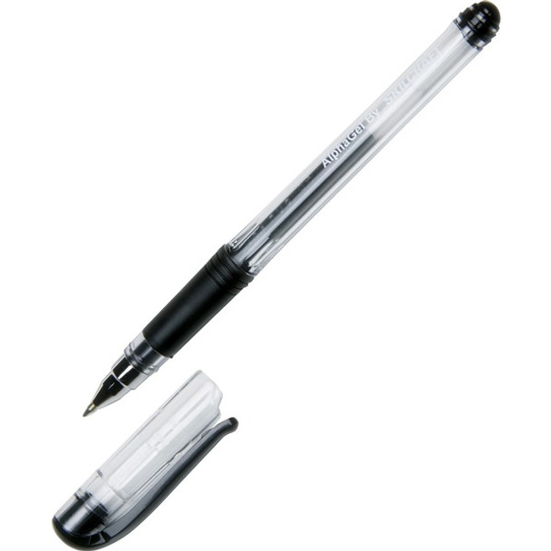 AbilityOne  SKILCRAFT Alphagel Gel Pen - Medium Pen Point - Black Water Based Ink - Clear Barrel - 1 Dozen