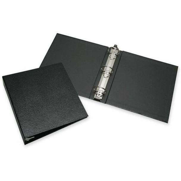 AbilityOne  SKILCRAFT Leather Grain Ring Binder - Letter - 8.5" x 11" - 2" Capacity - 1 Each - Black