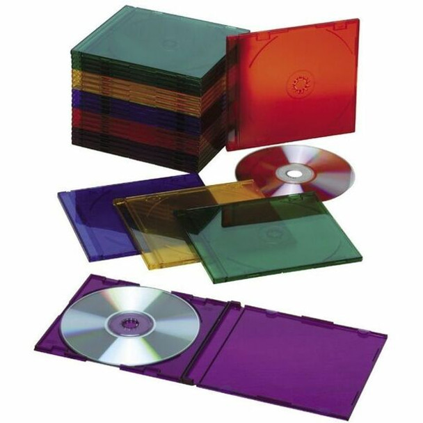 AbilityOne  SKILCRAFT Multi-color Slim CD Jewel Cases - Jewel Case - Plastic - Assorted, Blue, Green, Purple, Yellow