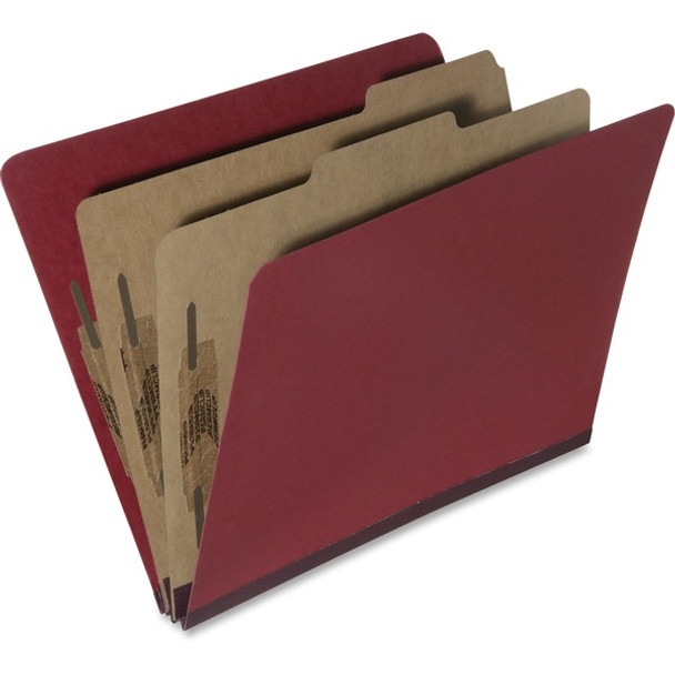 AbilityOne  SKILCRAFT Pressboard Classification Folder - 8 1/2" x 11" - 2" Expansion - Prong Fastener - 1" Fastener Capacity for Folder - 2 Divider(s) - Pressboard, Tyvek, Metal - Dark Red - 30% Recycled - 10 / Box