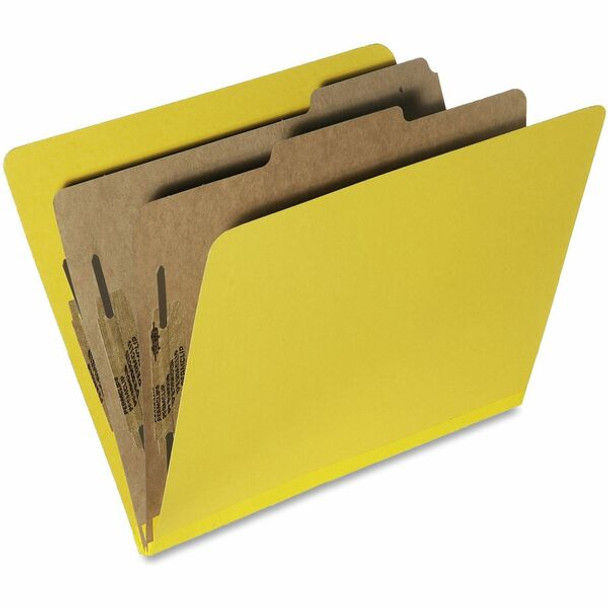 AbilityOne  SKILCRAFT Pressboard Classification Folder - 8 1/2" x 11" - 2" Expansion - Prong Fastener - 1" Fastener Capacity for Folder - 2 Divider(s) - Pressboard, Tyvek, Metal - Yellow - 30% Recycled - 10 / Box