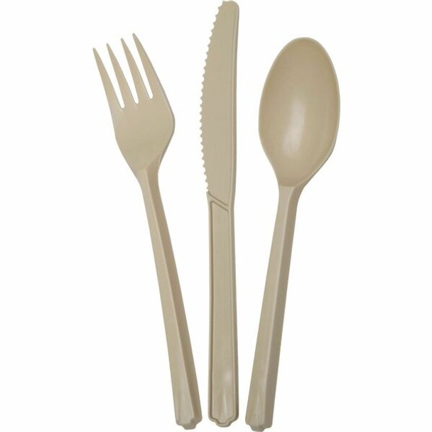 AbilityOne  SKILCRAFT Biobased Cutlery Set - 3 Piece(s) - 1200/Box - 400 x Spoon - 400 x Fork - 400 x Knife - Tan