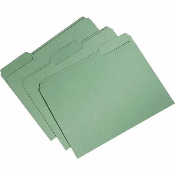 AbilityOne  SKILCRAFT Recycled Single-ply Top Tab File Folder - 8 1/2" x 11" - 3/4" Expansion - Top Tab Location - Assorted Position Tab Position - Bright Green - 100% Recycled - 100 / Box