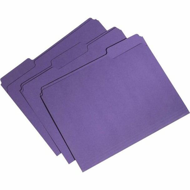 AbilityOne  SKILCRAFT Recycled Single-ply Top Tab File Folder - 8 1/2" x 11" - 3/4" Expansion - Top Tab Location - Assorted Position Tab Position - Purple - 100% Recycled - 100 / Box