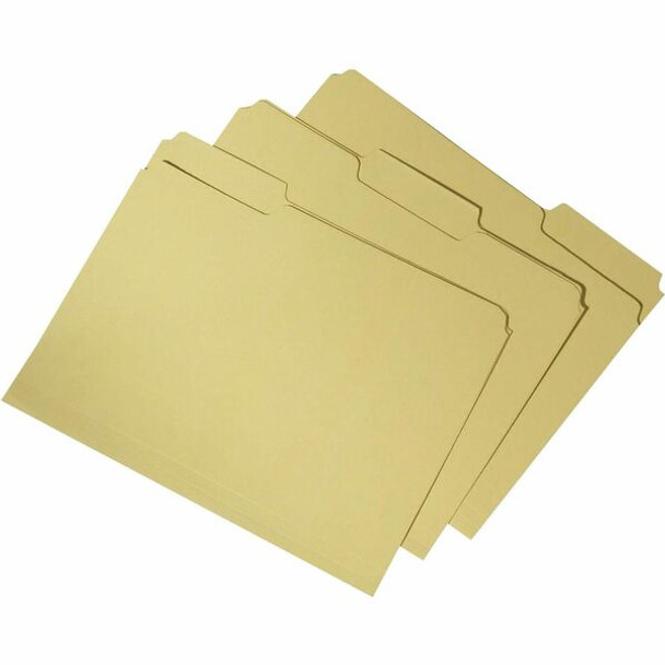 AbilityOne  SKILCRAFT Recycled Double-ply Top Tab File Folder - 8 1/2" x 11" - 3/4" Expansion - Top Tab Location - Assorted Position Tab Position - Yellow - 100% Recycled - 100 / Box