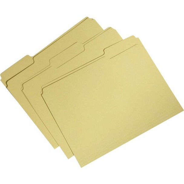 AbilityOne  SKILCRAFT Recycled Single-ply Top Tab File Folder - 8 1/2" x 11" - 3/4" Expansion - Top Tab Location - Assorted Position Tab Position - Yellow - 100% Recycled - 100 / Box