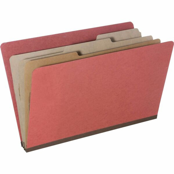 AbilityOne  SKILCRAFT Eight Section Classification Folder - 8 1/2" x 14" - 3" Expansion - 1" Fastener Capacity - 3 Divider(s) - Kraft, Pressboard, Metal - Earth Red - 30% Recycled - 10 / Pack