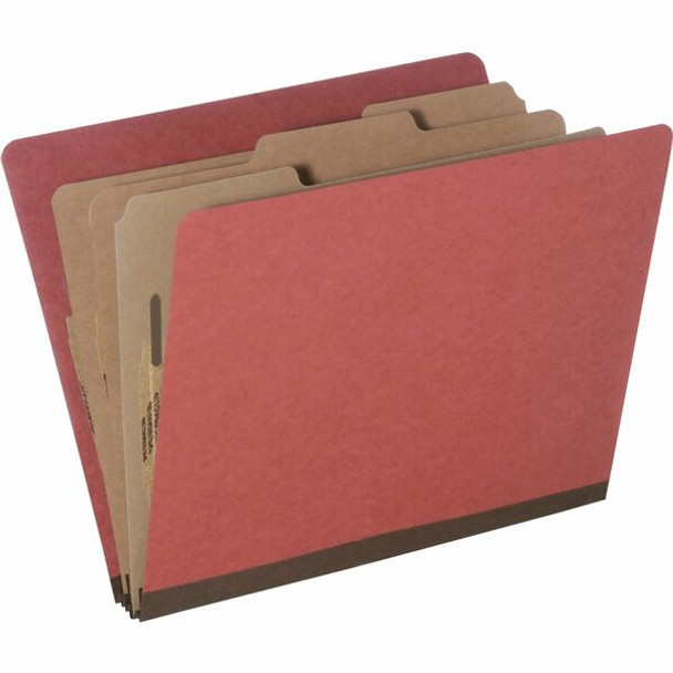 AbilityOne  SKILCRAFT Eight Section Classification Folder - 8 1/2" x 11" - 3" Expansion - 1" Fastener Capacity - 3 Divider(s) - Kraft, Pressboard, Metal - Earth Red - 30% Recycled - 10 / Pack