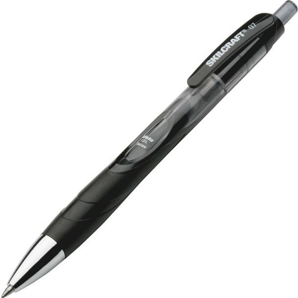 AbilityOne  SKILCRAFT Smooth-flowing Gel Pen - Medium Pen Point - Retractable - Black Gel-based Ink - 3 / Pack