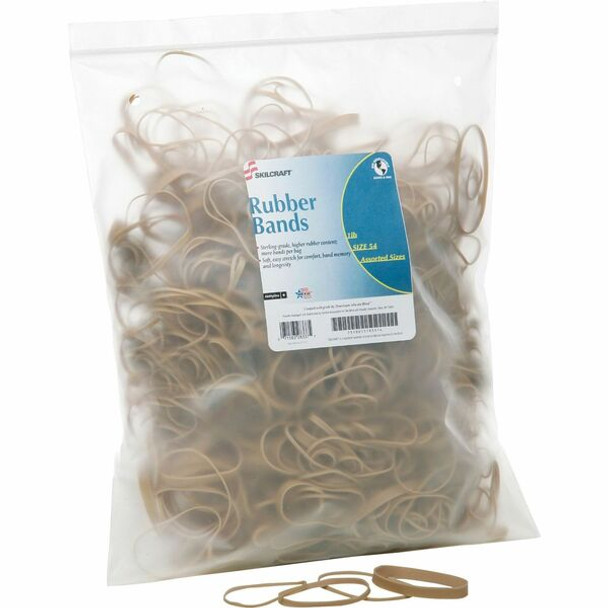 AbilityOne  SKILCRAFT 7510015783514 Sterling Grade Rubber Band - Size: 54 - 1 Bag - Natural