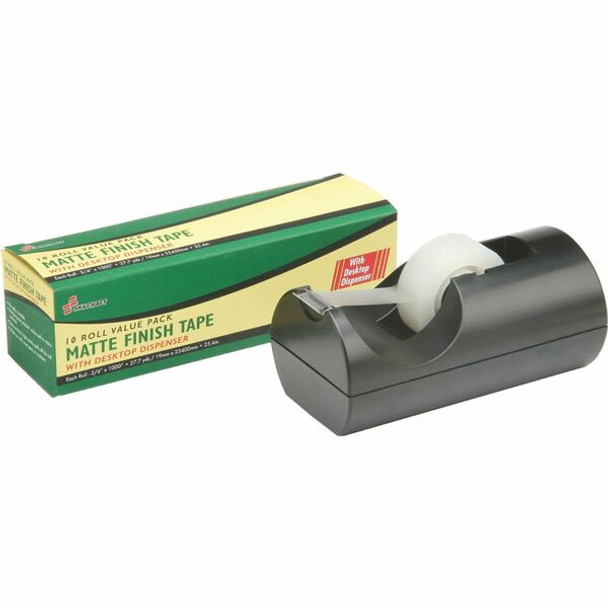 AbilityOne  SKILCRAFT 7510-01-580-6224 Matte Finish Transparent Tape with Dispenser - 0.75" Width x 1000" Length - 1" Core - Photo-safe, Non-yellowing, Split Resistant, Tear Resistant - Dispenser Included - 10 / Set - Clear