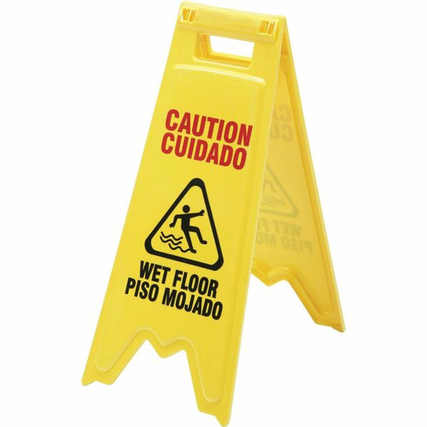 AbilityOne  SKILCRAFT Wet Floor Sign - "Wet Floor" Preprinted - 11" x 28" - Yellow