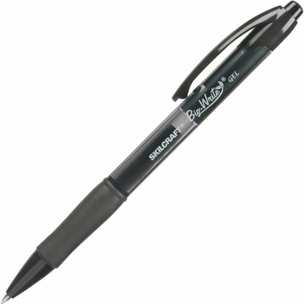 AbilityOne  SKILCRAFT Bio-Write Medium Point Gel Pens - Medium Pen Point - 0.7 mm Pen Point Size - Refillable - Retractable - Black Gel-based Ink - Translucent Black Barrel - 1 Dozen