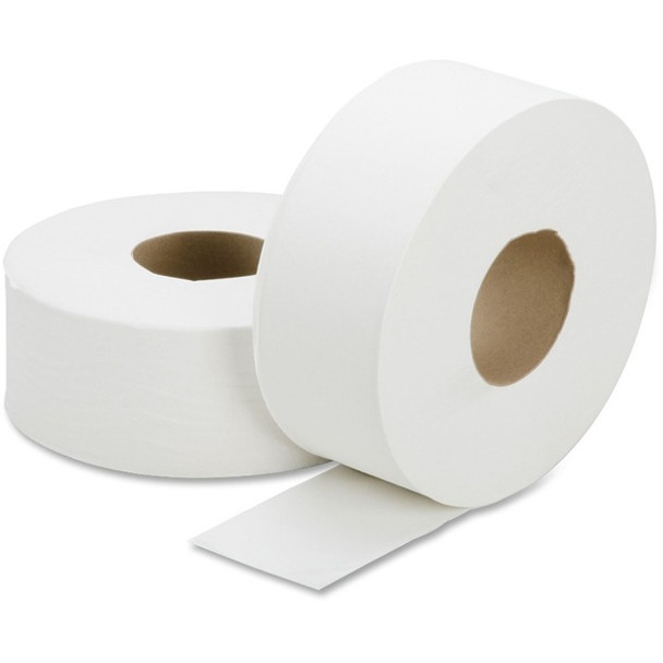 AbilityOne  SKILCRAFT Jumbo Roll Toilet Tissue - 1 Ply - 3.70" x 2000 ft - White - Fiber - Non-chlorine Bleached - For Restroom, Washroom - 12 / Box