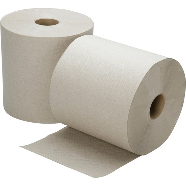 AbilityOne  SKILCRAFT 1-ply Hard Roll Paper Towel - 1 Ply - 8" x 800 ft - Natural - Fiber, Paper - Absorbent, Nonperforated, Non-chlorine Bleached - For Restroom - 6 Rolls Per Carton - 6 / Carton