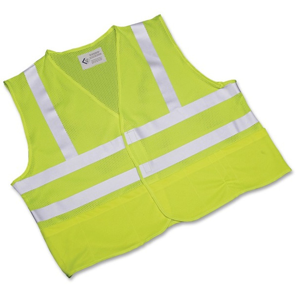 AbilityOne  SKILCRAFT High-visibility Safety Vest - Large Size - Polyester Mesh - Yellow, Lime - Reflective Strip, Hook & Loop Closure, Lightweight, Breathable, Washable - 1 Each