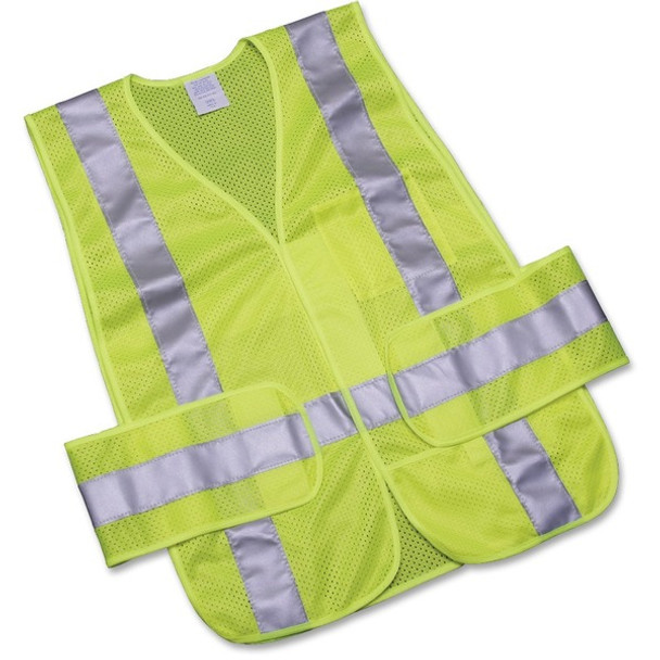 AbilityOne  SKILCRAFT 360-degree Visibility Safety Vest - Universal Size - Polyester Mesh - Lime, Lime Silver - Reflective Strip, Washable, Breathable, Lightweight, Hook & Loop Closure - 1 Each