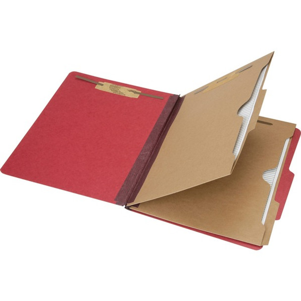 AbilityOne  SKILCRAFT Letter Recycled Classification Folder - 8 1/2" x 11" - 2" Expansion - 6 Fastener(s) - 2" Fastener Capacity for Folder, 1" Fastener Capacity for Divider - 2 Divider(s) - Pressboard - Dark Red - 30% Recycled - 10 / Box