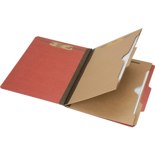 AbilityOne  SKILCRAFT Letter Recycled Classification Folder - 8 1/2" x 11" - 2" Expansion - 6 Fastener(s) - 2" Fastener Capacity for Folder, 1" Fastener Capacity for Divider - 2 Divider(s) - Pressboard - Earth Red - 30% Recycled - 10 / Box